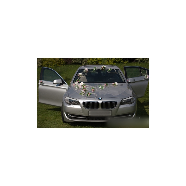 Décoration Voiture Mariage Roses Ivoire Rose