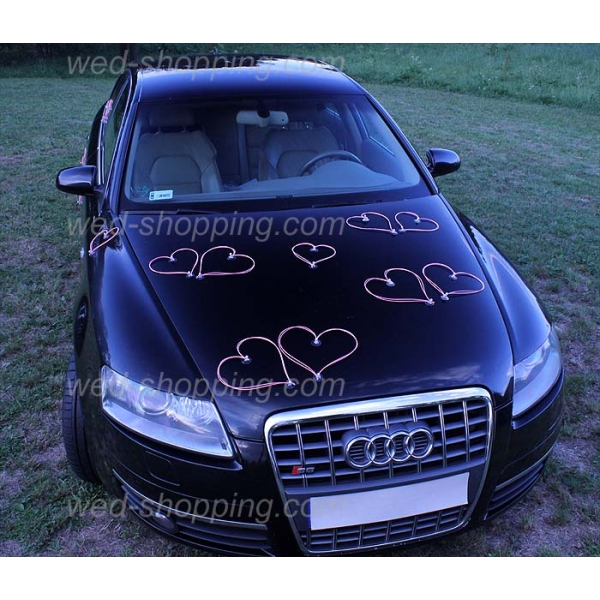 Coeurs roses pour voiture balai de mariage