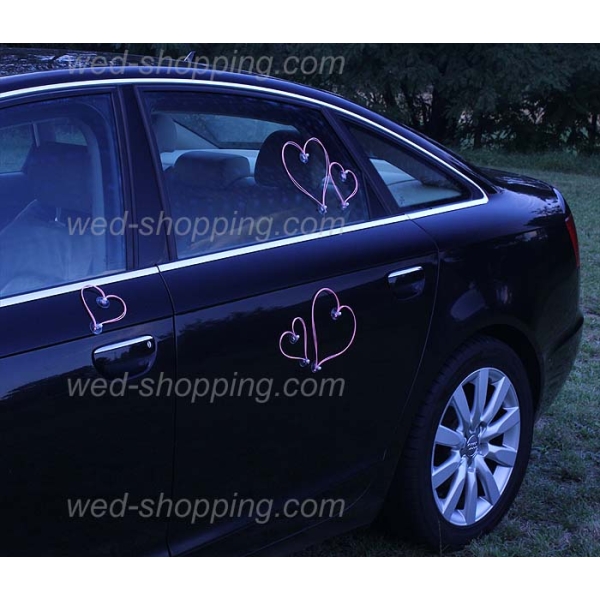 Coeurs roses pour voiture balai de mariage