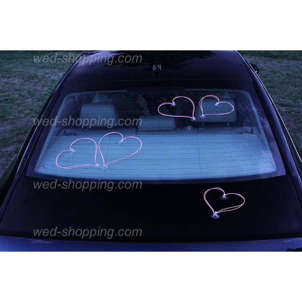 Coeurs roses pour voiture balai de mariage