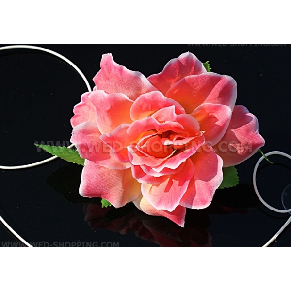 Decoration voiture Mariage Corail Roses