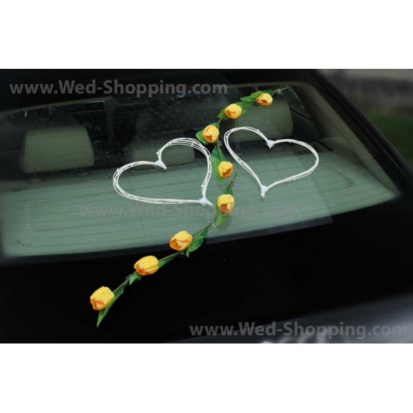 Bouquet de voitures mariage tulipes jaune fleurs artificielles