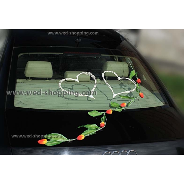 Sposa Bouquet de voiture balai tulipes jaune-orange fleurs artificielles