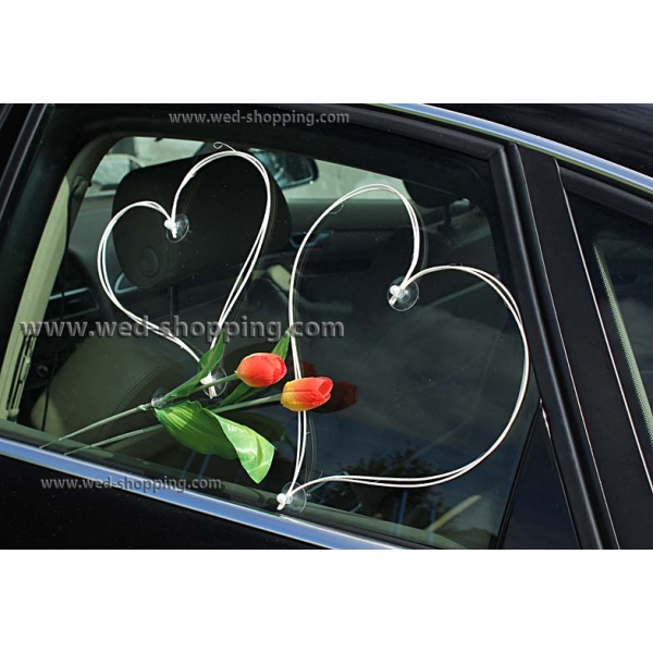 Sposa Bouquet de voiture balai tulipes jaune-orange fleurs artificielles