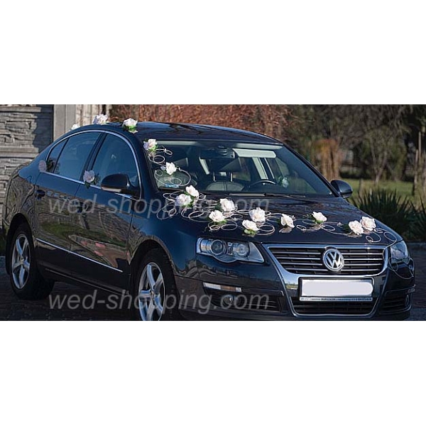 Décoration voiture de mariage Fleurs blanc