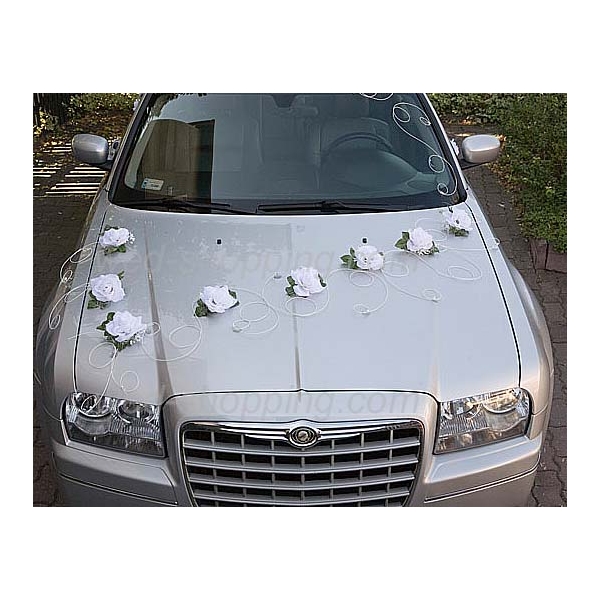 Décoration voiture de mariage Fleurs blanc