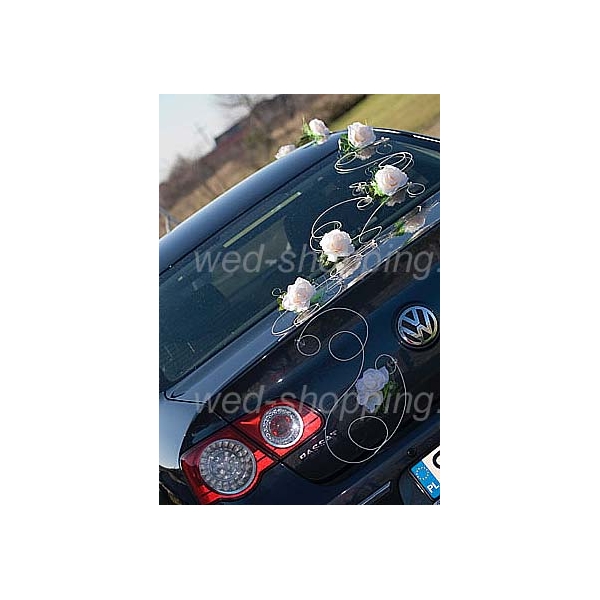 Décoration voiture de mariage Fleurs blanc