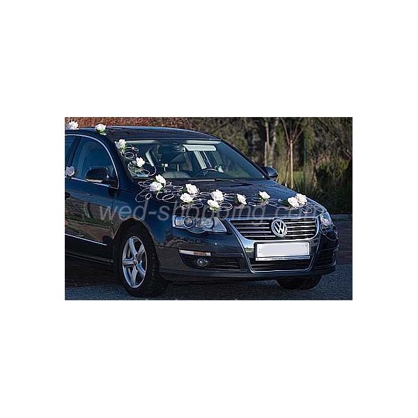 Décoration voiture de mariage Fleurs blanc