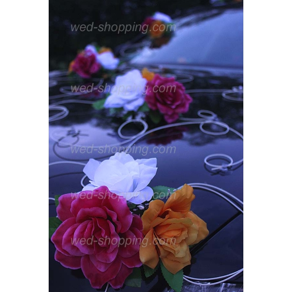 Décoration voiture de mariage Blanc - Orange - Bourgogne