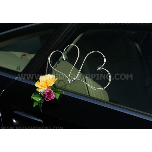 Roses violet-jaune-bordeaux Décoration voiture de mariage