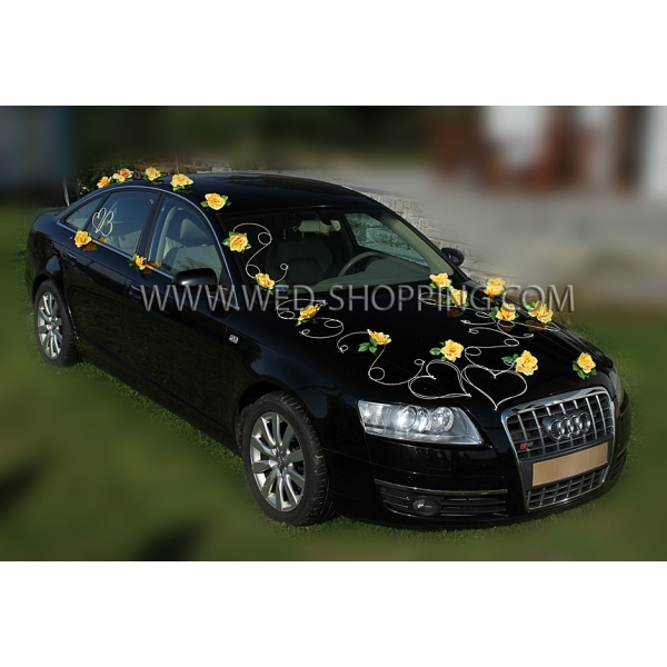 Roses jaune Décoration voiture de mariage