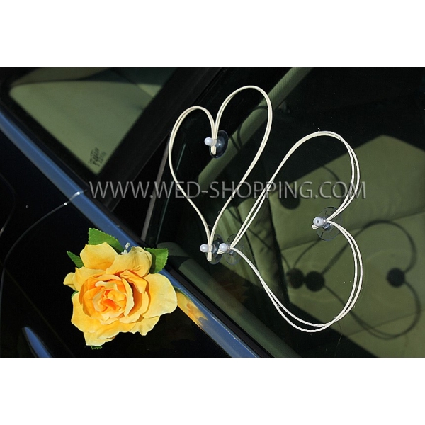 Roses jaune Décoration voiture de mariage