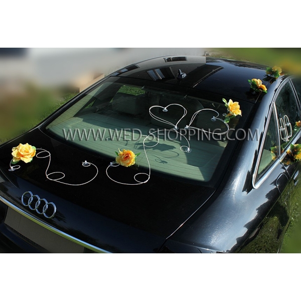 Roses jaune Décoration voiture de mariage