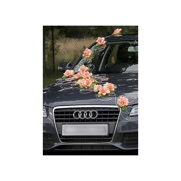 Décoration voiture de mariage Fleurs orange
