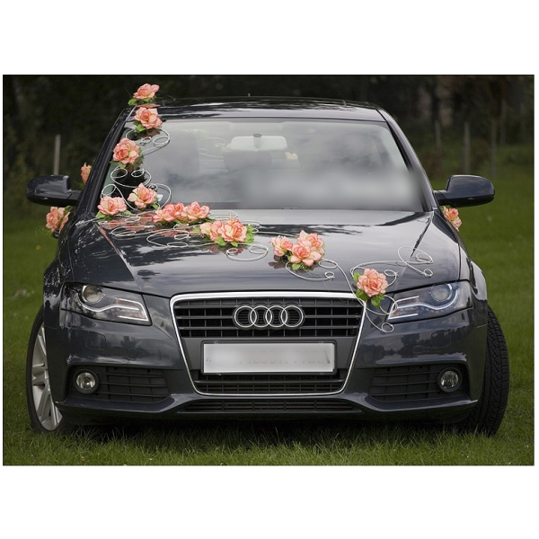Décoration voiture de mariage Fleurs orange