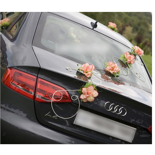 Décoration voiture de mariage Fleurs orange