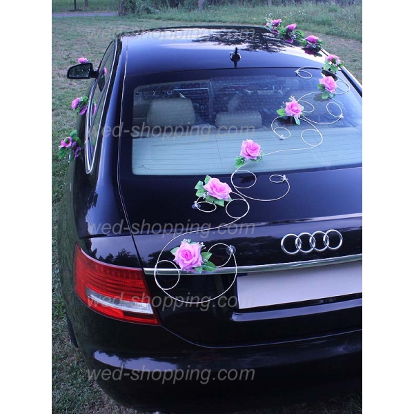 Déco de voiture de mariage Mauve