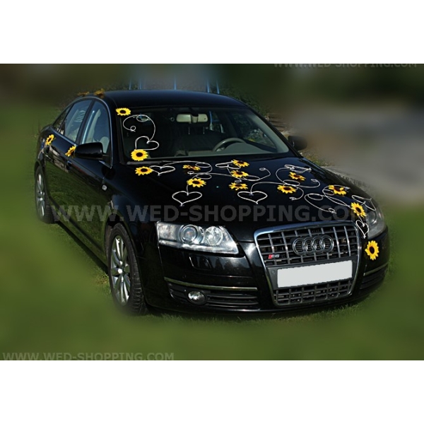 Decoration voiture Mariage Tournesols