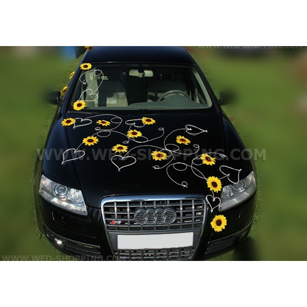 Decoration voiture Mariage Tournesols