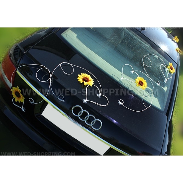 Decoration voiture Mariage Tournesols