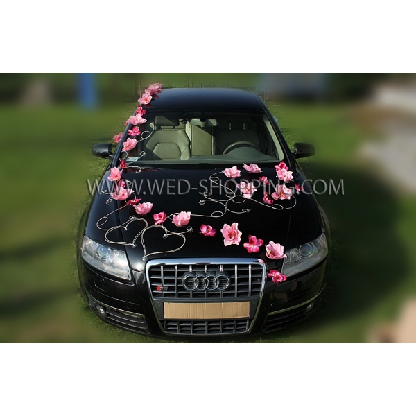 Mariage Kit de décoration de voiture Magnolias roses et Orchidées