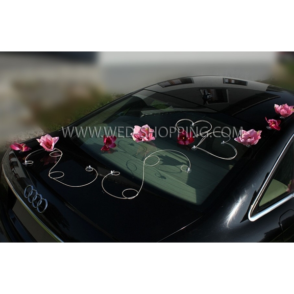 Mariage Kit de décoration de voiture Magnolias roses et Orchidées