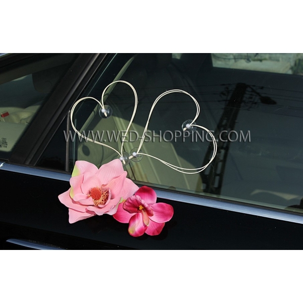 Mariage Kit de décoration de voiture Magnolias roses et Orchidées