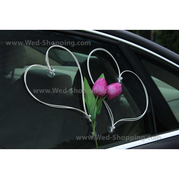 Tulipes pourpres Décoration de voiture mariage