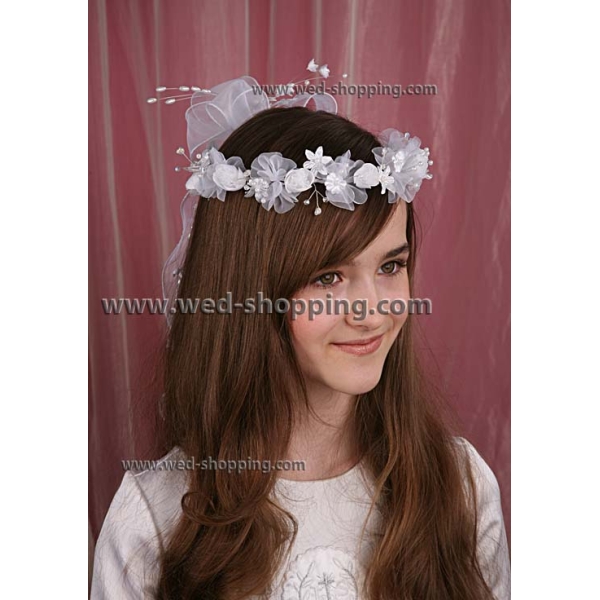 Couronne de première communion ruban organza
