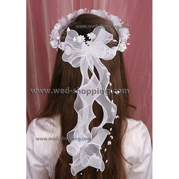 Couronne de première communion ruban organza
