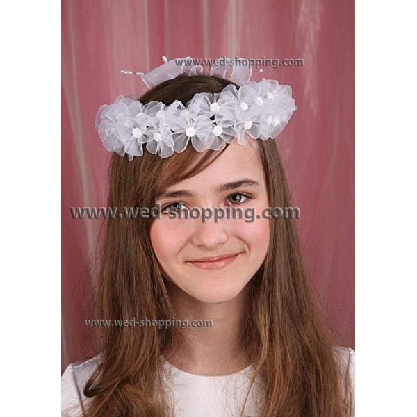 Couronne communion tulle ruban organza