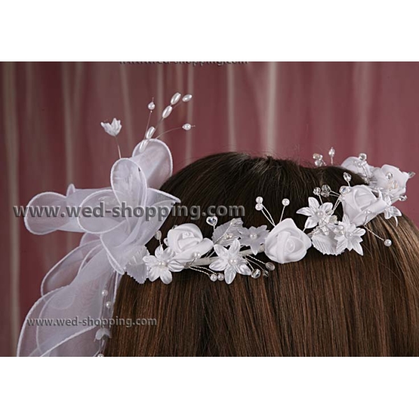 Couronne de communion ronde ruban organza
