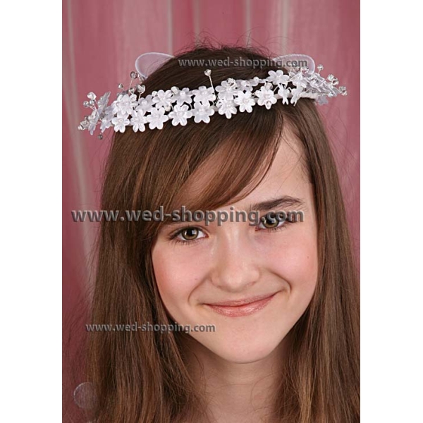 Couronne ronde ivoire ruban organza