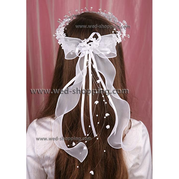 Couronne ronde ivoire ruban organza
