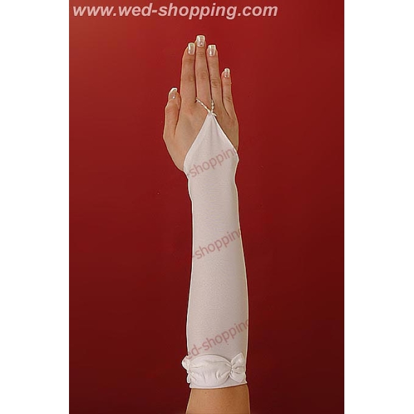 Gants lisses mi-long, avec noeud