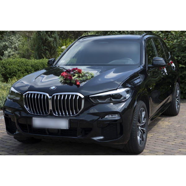 Rouge Bordeaux Cœur floral voiture de mariée