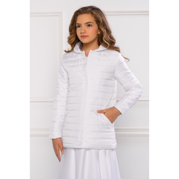 Veste manteau matelassé fille mariage blanc ivoire