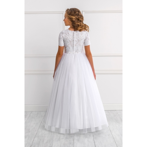 Robe de cérémonie enfant Satin et Tulle et Cristaux