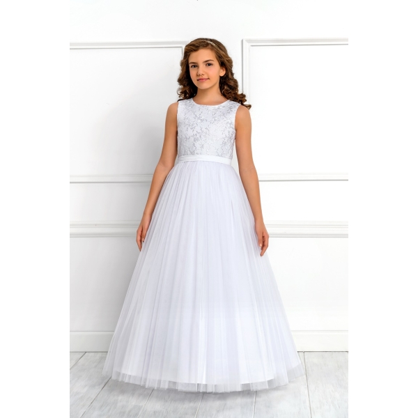 Robe de Première Communion en tulle et dentelle Agathe - Collection Luxe