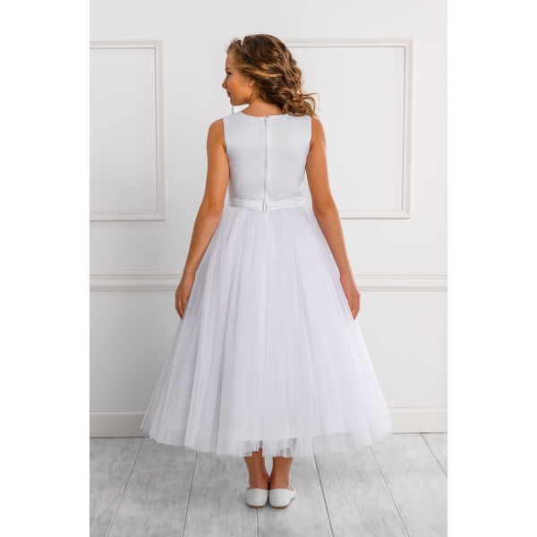 Robe de communion Satin avec manches courtes