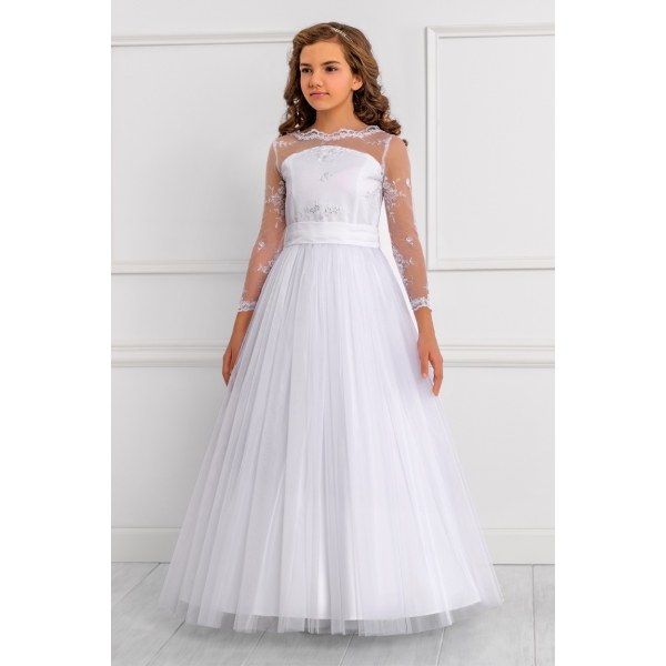 Robe de communion Satin et Tulle brodé