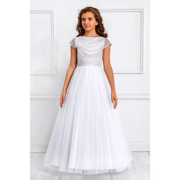 Robe de communion Satin et Tulle et cristaux