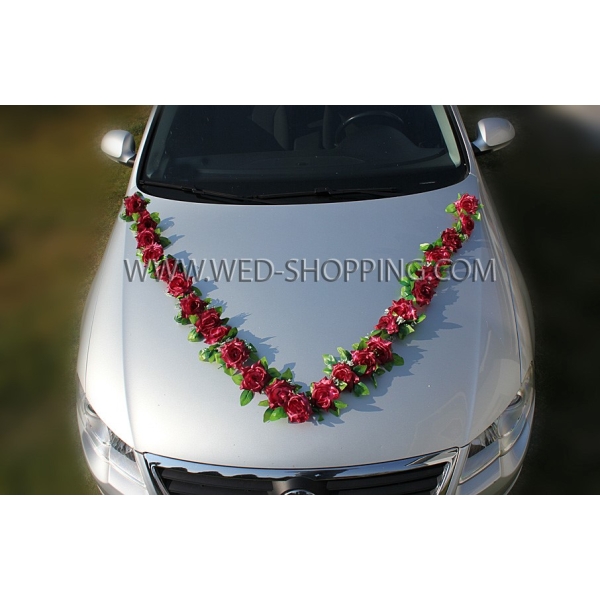 Les roses vin rouge pour decoration de voiture de mariage
