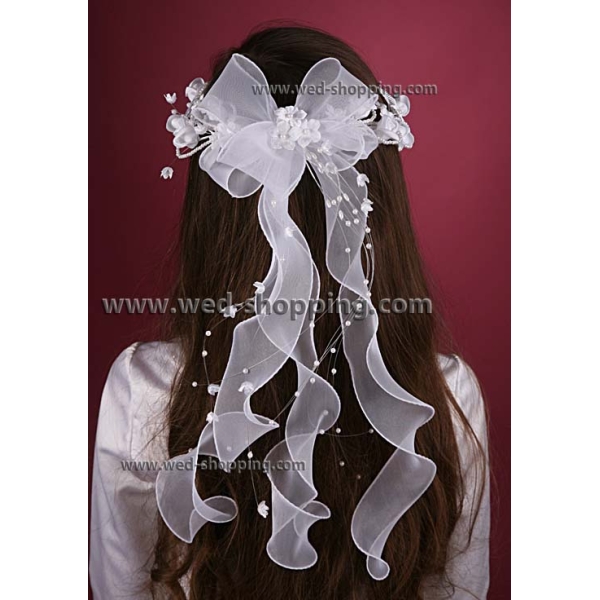 Couronne ronde ivoire ruban organza