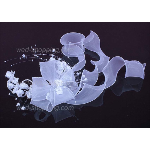 Couronne ronde ivoire ruban organza