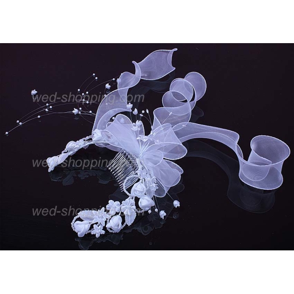 Couronne ronde ivoire ruban organza