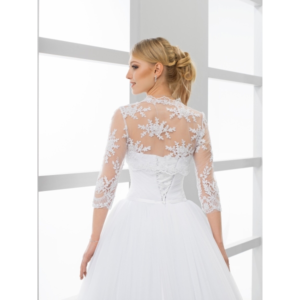 Bolero de mariage en dentelle manches 2/3 longues