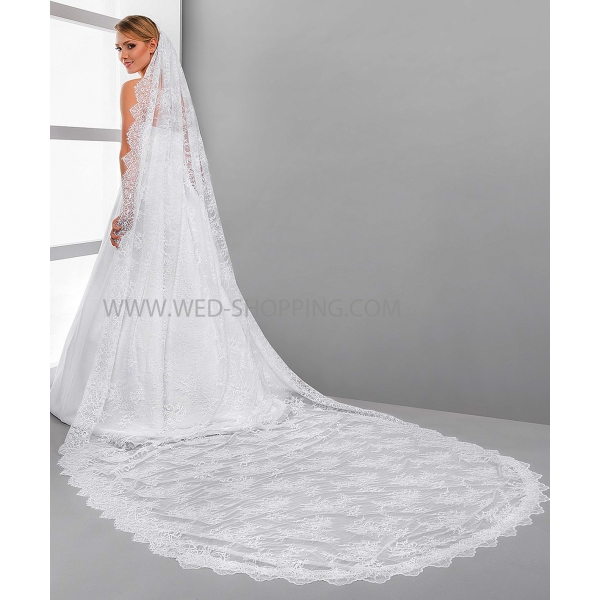 Voile mariée long entier en dentelle