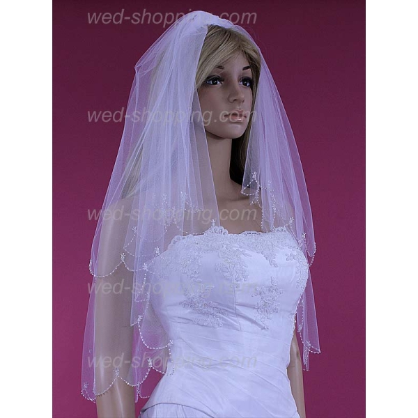 Voile Strass et petites perles bord