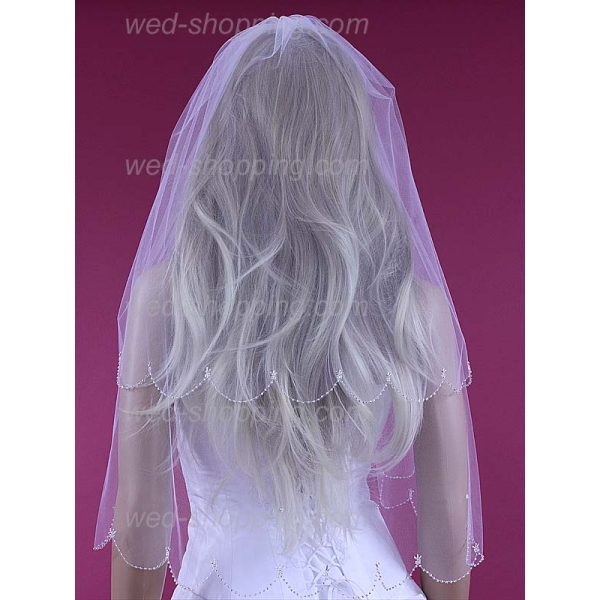 Voile Strass et petites perles bord